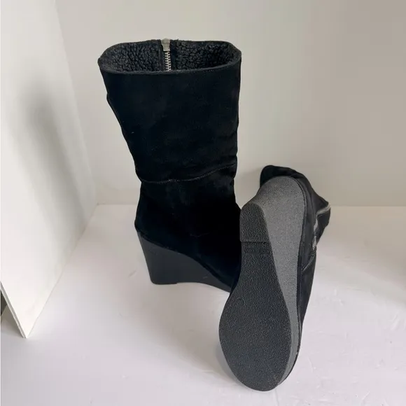 Lovely People black nubuck boots on a comfortable wedge. Size 9
