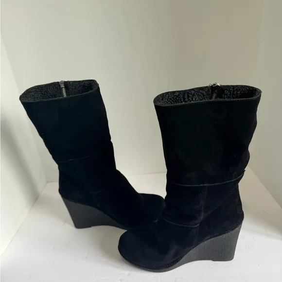 Lovely People black nubuck boots on a comfortable wedge. Size 9