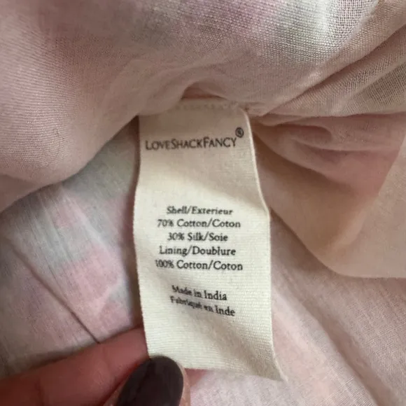 LoveShackFancy Medium Silk Cotton Tiered Floral Pink Mini Skirt