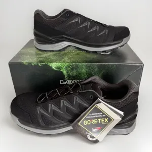 Lowa Innox Pro GTX Lo Hiking Shoes Mens 9.5 Black Grey GoreTex Mesh