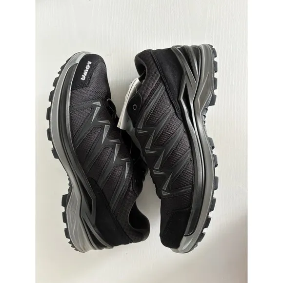 Lowa Innox Pro GTX Lo Hiking Shoes Mens 9.5 Black Grey GoreTex Mesh