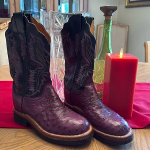 Lucchese Purple Women's Western Boots. Full Quill Ostrich