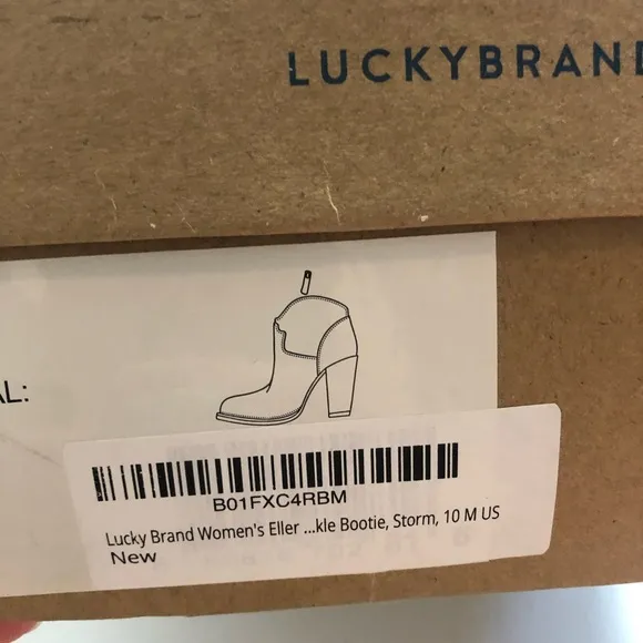 LUCKY BRAND Boots 10 M Eller Gray Suede Block Heel Western Ankle Storm