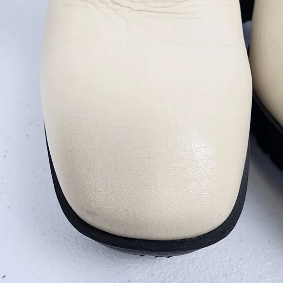 Lucky Brand Elegant Leather Cream Zip-Up Ankle Boots With Chunky Soles Size 10
