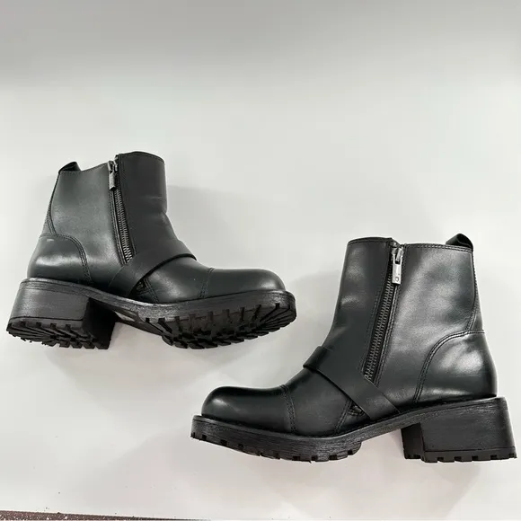 Lucky brand Ondalucia womens ankle booties size 7 37 leather moto biker boots