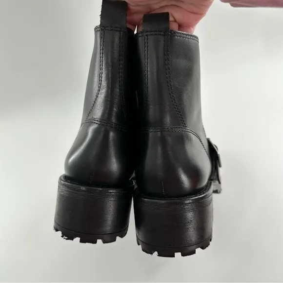 Lucky brand Ondalucia womens ankle booties size 7 37 leather moto biker boots