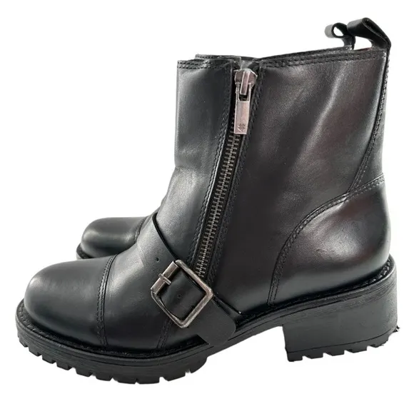 Lucky brand Ondalucia womens ankle booties size 7 37 leather moto biker boots
