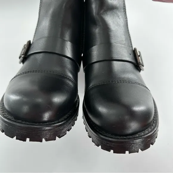 Lucky brand Ondalucia womens ankle booties size 7 37 leather moto biker boots