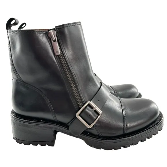 Lucky brand Ondalucia womens ankle booties size 7 37 leather moto biker boots