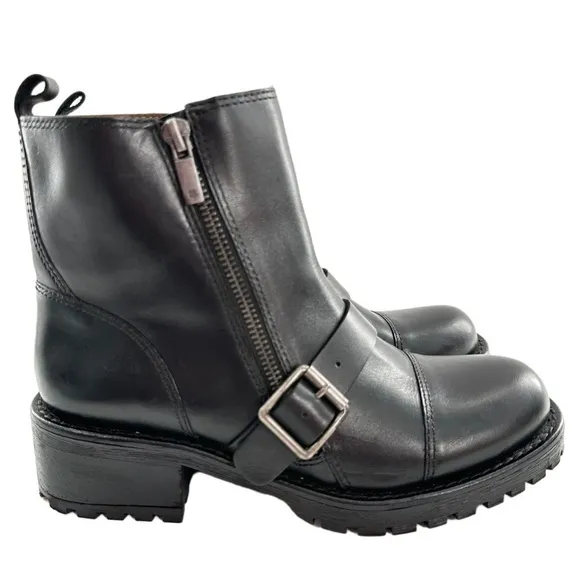 Lucky brand Ondalucia womens ankle booties size 7 37 leather moto biker boots