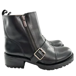 Lucky brand Ondalucia womens ankle booties size 7 37 leather moto biker boots
