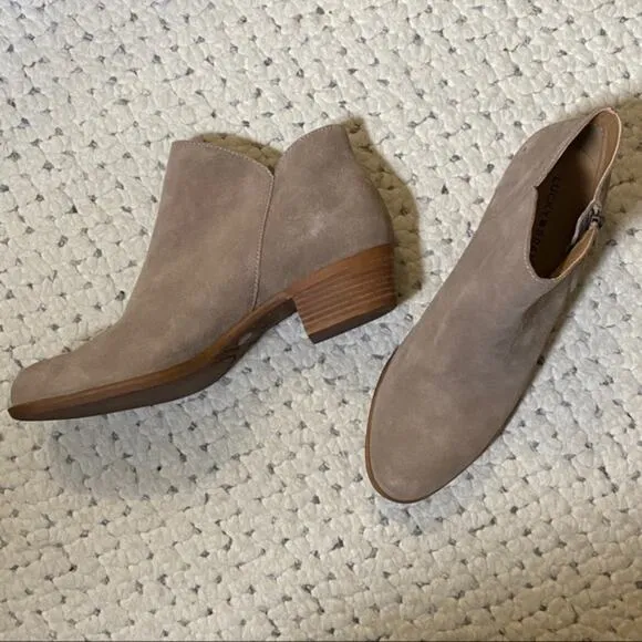 LUCKY BRAND Taupe Suede Leather Ankle Bootie 9.5 New in box NIB!