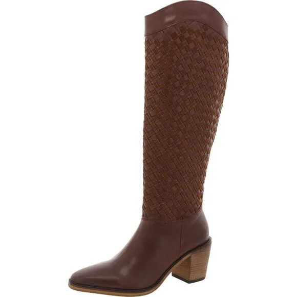 Lucky Brand Womens Abeny Brown Cut-Out Leather Knee-High Boots New