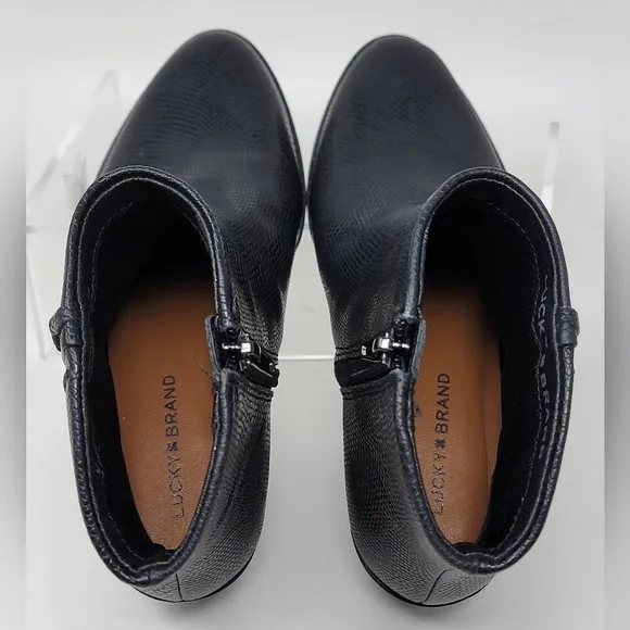 Lucky Brand Women's Fakelle Black Ankle Boots Side Zip Size 5.5 New