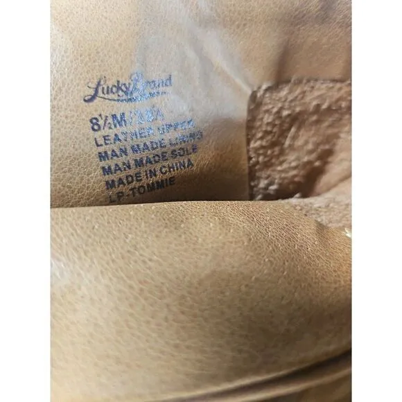 LUCKY BRAND $219 Womens Cognac Western Boho Tommie Buckle Ankle Heel Boots 8.5