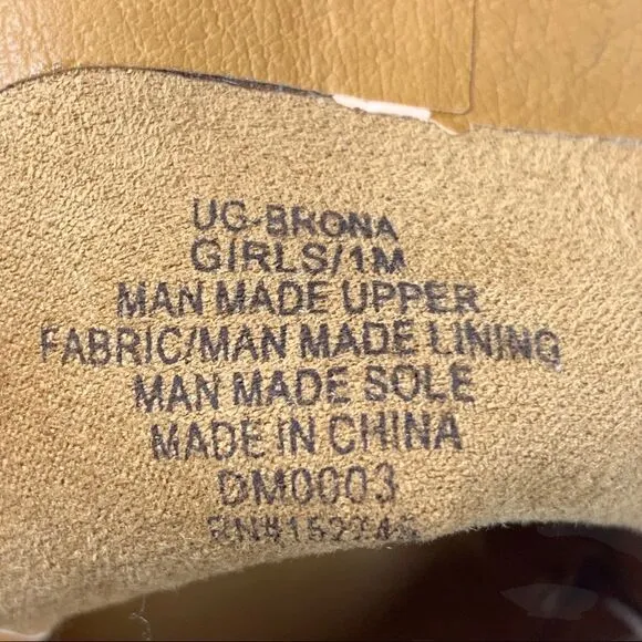 Lucky Brand Girls UG-BRONA Walnut Ankle Boots size 1 Kids