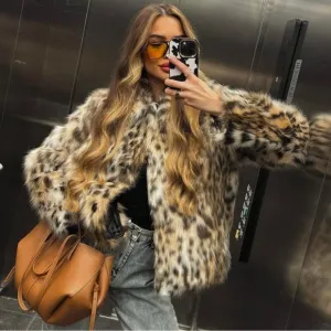 Luxe Faux Fur Leopard Print Coat