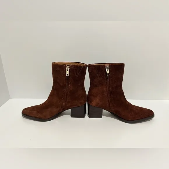 Madewell The Ardin Ankle Boot in Soft Mahogany Leather Suede size 6 comfortable