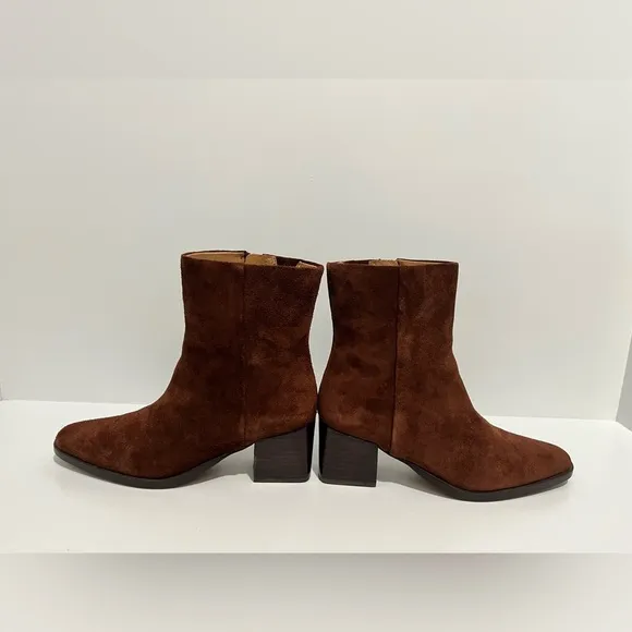 Madewell The Ardin Ankle Boot in Soft Mahogany Leather Suede size 6 comfortable