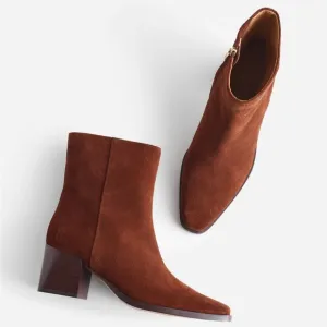 Madewell The Ardin Ankle Boot in Soft Mahogany Leather Suede size 6 comfortable