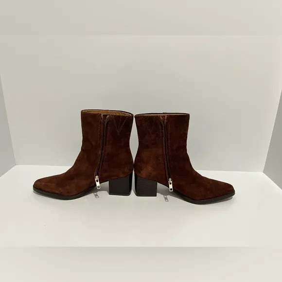 Madewell The Ardin Ankle Boot in Soft Mahogany Leather Suede size 6 comfortable