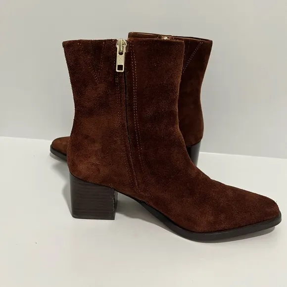 Madewell The Ardin Ankle Boot in Soft Mahogany Leather Suede size 6 comfortable