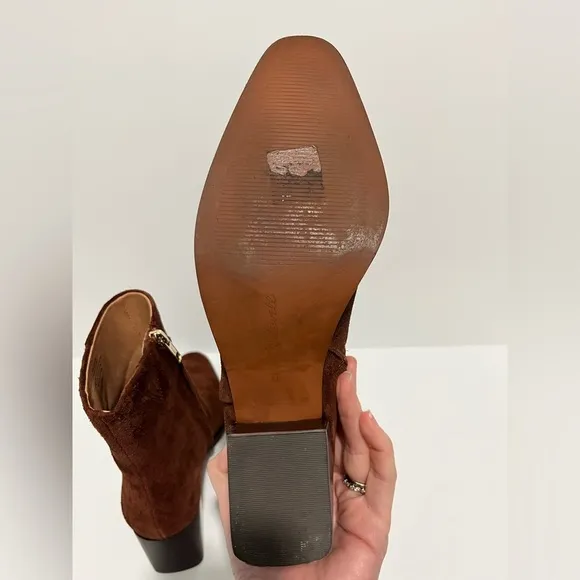 Madewell The Ardin Ankle Boot in Soft Mahogany Leather Suede size 6 comfortable