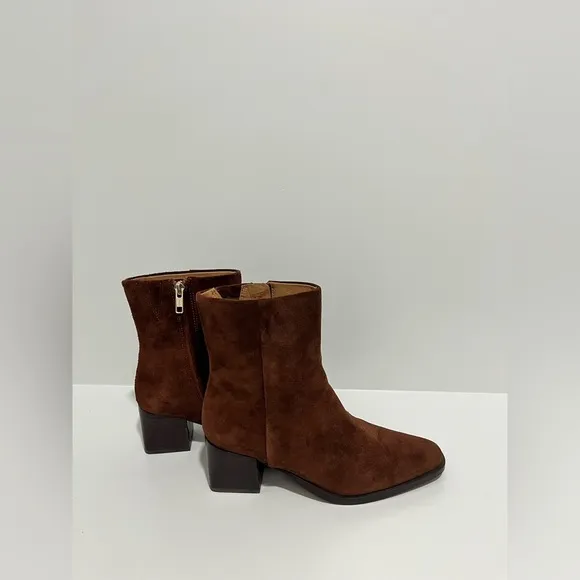 Madewell The Ardin Ankle Boot in Soft Mahogany Leather Suede size 6 comfortable
