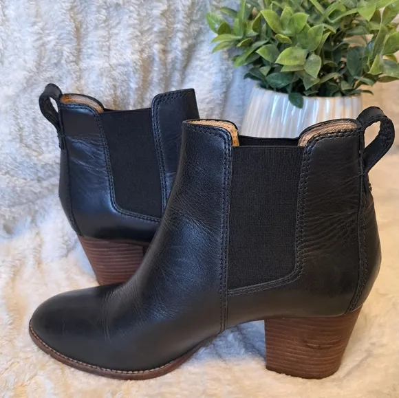 Madewell The Regan Women's Black Leather Ankle Boots Booties Size 9 Pull On