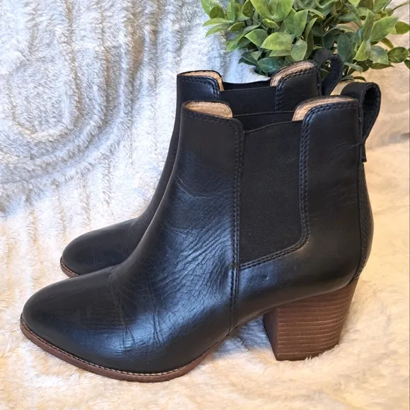 Madewell The Regan Women's Black Leather Ankle Boots Booties Size 9 Pull On