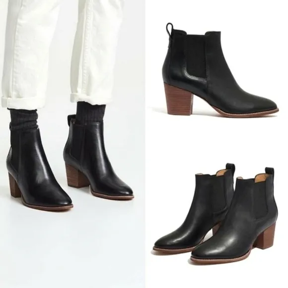 Madewell The Regan Women's Black Leather Ankle Boots Booties Size 9 Pull On