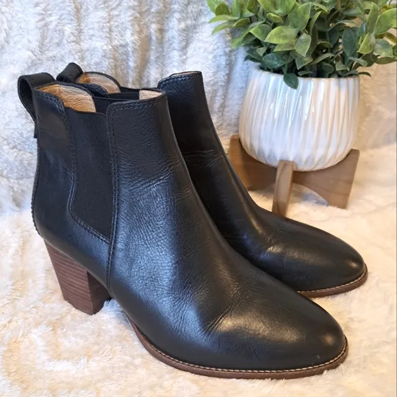 Madewell The Regan Women's Black Leather Ankle Boots Booties Size 9 Pull On