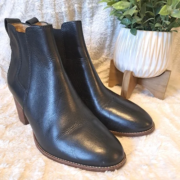 Madewell The Regan Women's Black Leather Ankle Boots Booties Size 9 Pull On