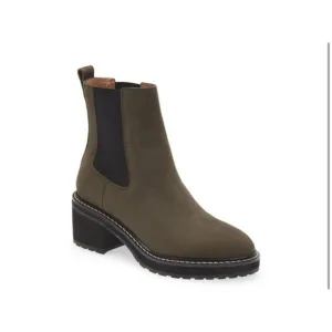 Madewell Women's Chelsea Lug Sole Heeled Boots in Cargo Green – Size 9.5, NIB