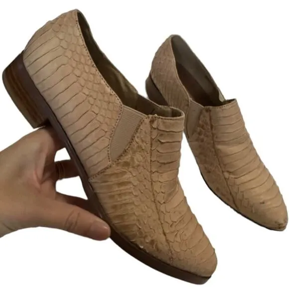 Maiden Lane Python Loafers Blush Leather Point Toe Shoes US 5