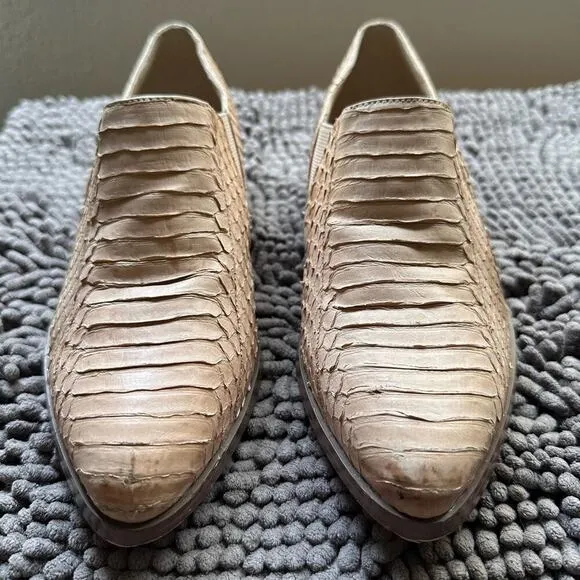 Maiden Lane Python Loafers Blush Leather Point Toe Shoes US 5