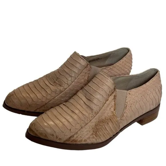 Maiden Lane Python Loafers Blush Leather Point Toe Shoes US 5