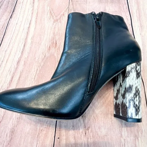 Maiden Lane Solid Black Ankle Boots w/ Snake Heel NWOT, Size: 6M