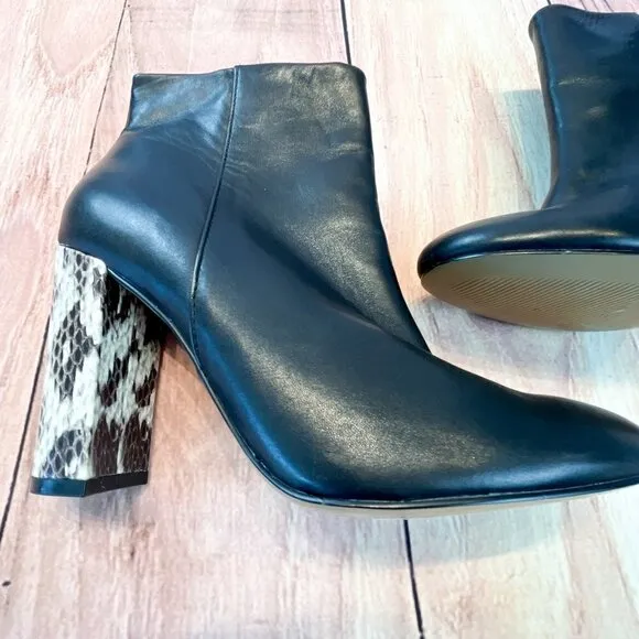 Maiden Lane Solid Black Ankle Boots w/ Snake Heel NWOT, Size: 6M