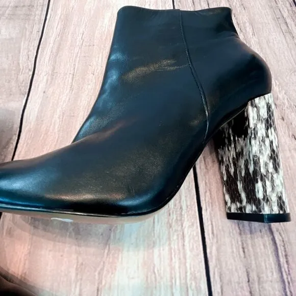 Maiden Lane Solid Black Ankle Boots w/ Snake Heel NWOT, Size: 6M
