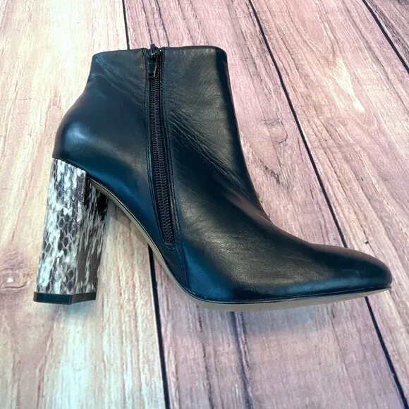 Maiden Lane Solid Black Ankle Boots w/ Snake Heel NWOT, Size: 6M