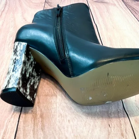 Maiden Lane Solid Black Ankle Boots w/ Snake Heel NWOT, Size: 6M
