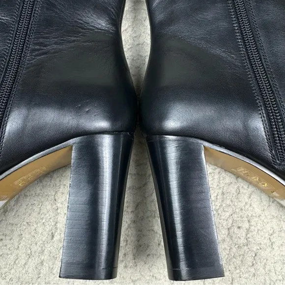 Maje Fanette Leather Block Heel Ankle Boots
