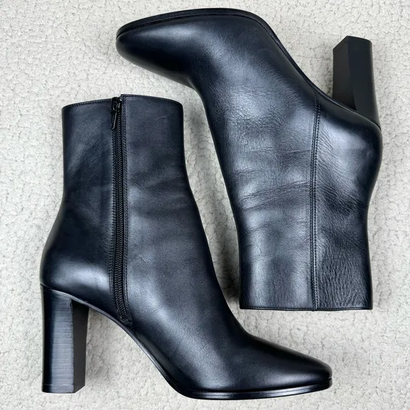 Maje Fanette Leather Block Heel Ankle Boots