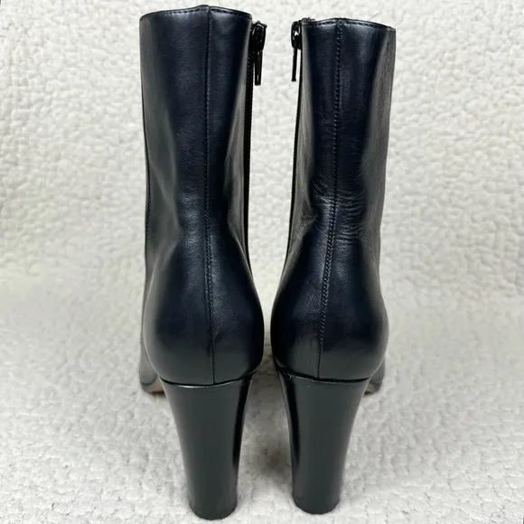 Maje Fanette Leather Block Heel Ankle Boots