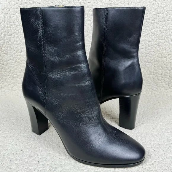 Maje Fanette Leather Block Heel Ankle Boots