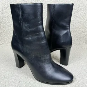 Maje Fanette Leather Block Heel Ankle Boots