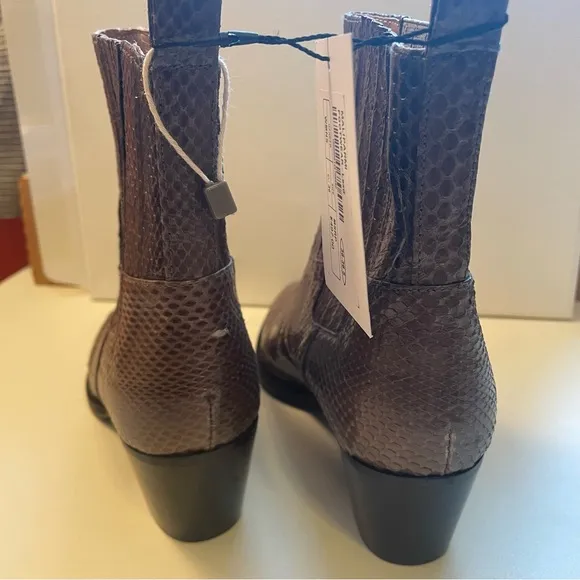 Maliparmi Size 36 Woman’s Lead grey Snakeskin pattern 2” heel Ankle Boots