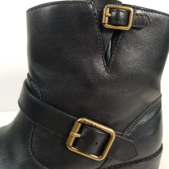 Marc By Marc Jacobs Women's Ankle Boots Black Leather Moto Biker US-7 EU-37