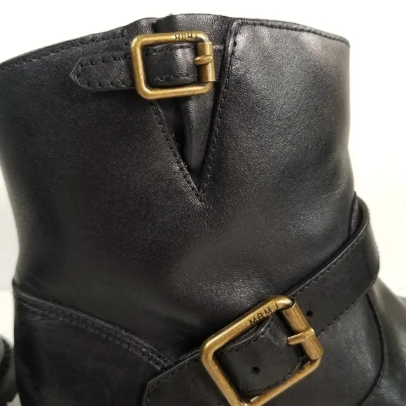 Marc By Marc Jacobs Women's Ankle Boots Black Leather Moto Biker US-7 EU-37